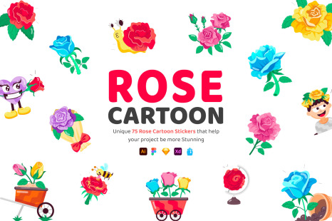 Rose Cartoon Stickers