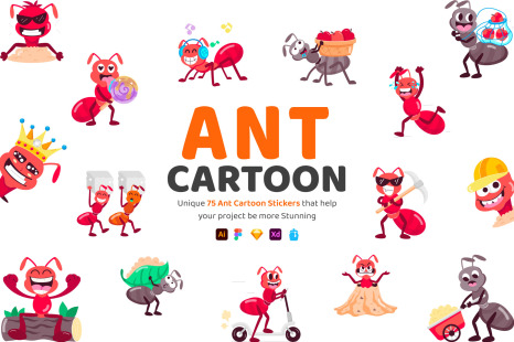 Ant Cartoon Stickers Pack