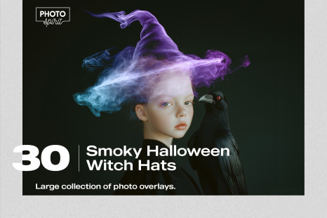 30 Smoky Halloween Witch Hats Effect Photo Overlays