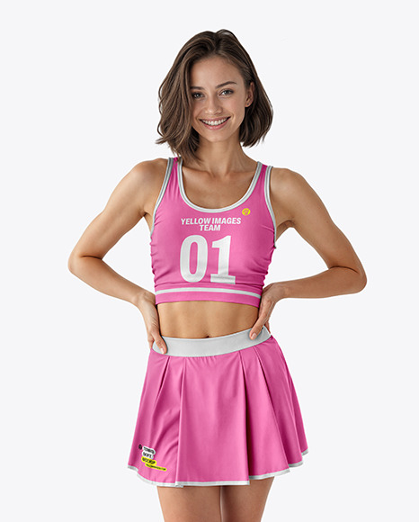 Young Woman Wearing a Sports Bra and Skirt Mockup