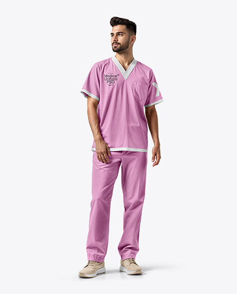 A Male Nurse Wearing a Medical Uniform Mockup