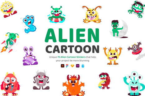 Alien Cartoon Sticker Set