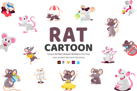 Rat Cartoon Sticker Pack