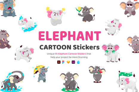 Elephant Cartoon Stickers