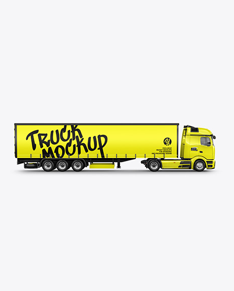 Semi Trailer Truck Mockup - Side View