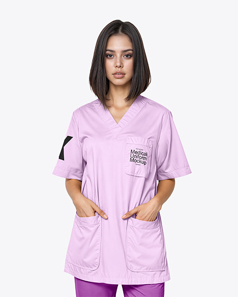 Young Woman Wearing a Medical Uniform Mockup