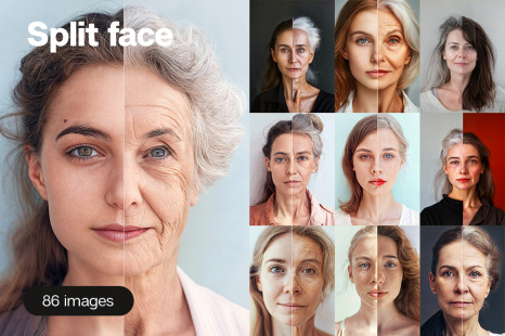 Split faces - 86 images