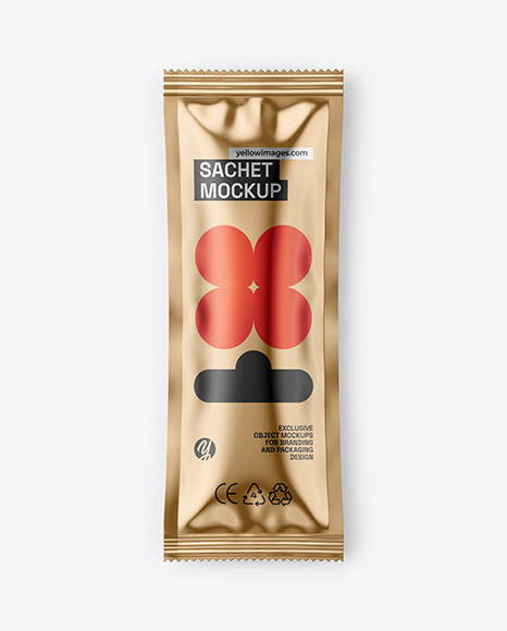 Glossy Metallic Sachet Mockup