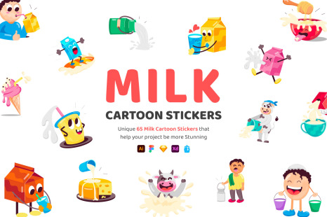 Milk Cartoon Stickers