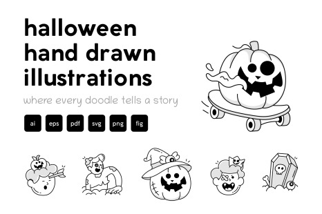 Halloween Doodles Icons Set