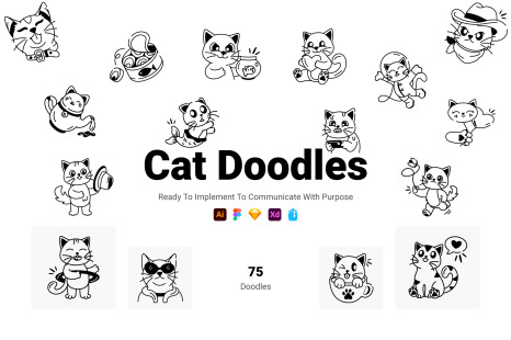 Cute Cat Doodle Icon Pack