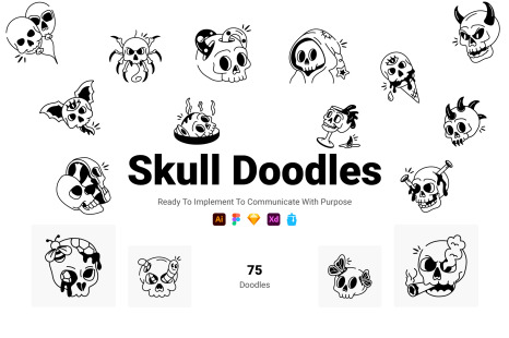 Skull Doodle Icons