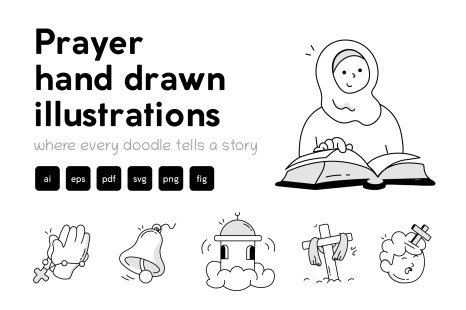 Prayer Doodle Icons Collection