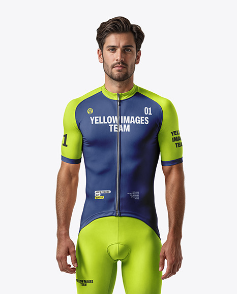 A Bearded Man Wearing a Cycling Suit Mockup