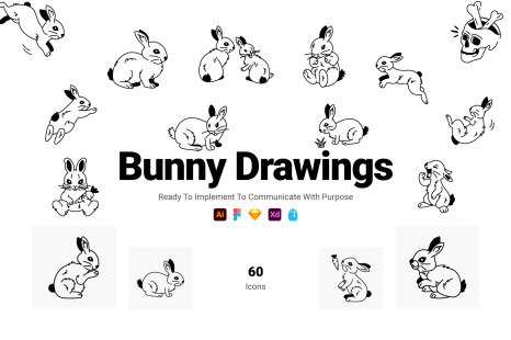 Bunny Drawing Icons