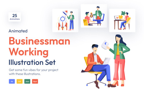Animated Business illustration Set