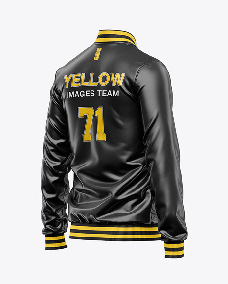 Iconic American Leather Varsity Jacket Mockup