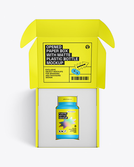 Opened Paper Box With Matte Plastic Bottle Mockup