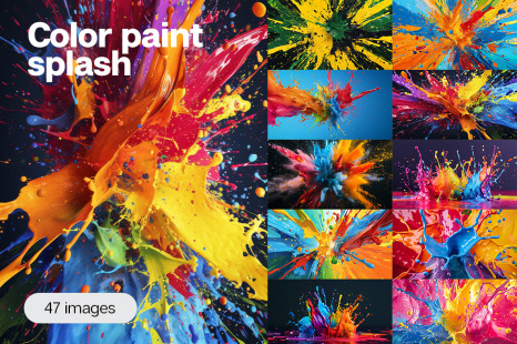 Color paint splashes