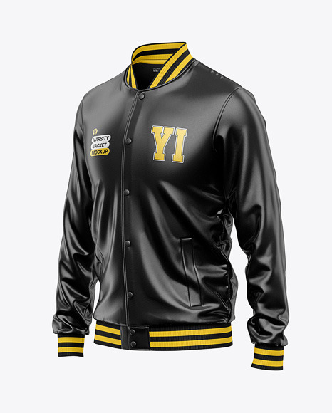 Iconic American Leather Varsity Jacket Mockup