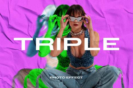 Folded Paper Triple Photo Effect