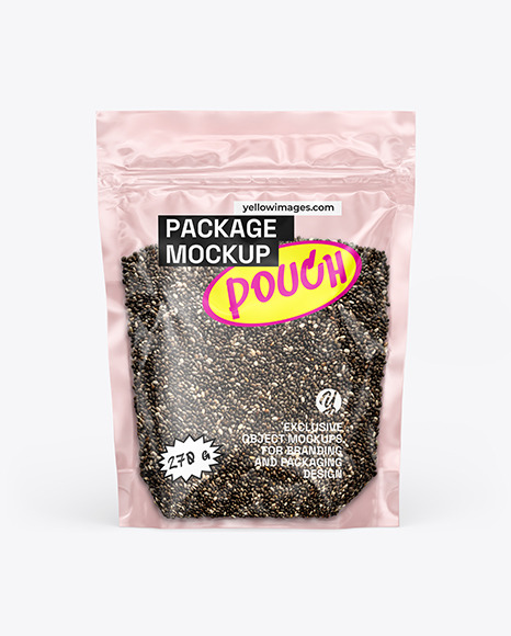 Transparent Pouch with Chia Seeds Mockup