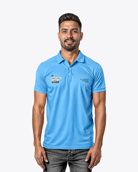 A Man Wearing a Polo Shirt and Jeans Mockup