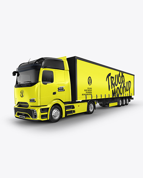 Semi Trailer Truck Mockup - Half Side View