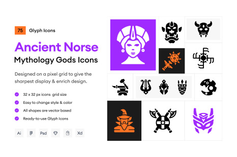 Ancient Norse Mythology Gods Set