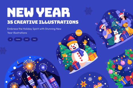 Happy New Year Illustration Pack