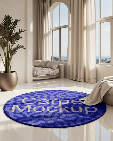 Round Bedroom Rug Mockup