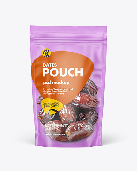 Frosted Stand-Up Pouch w/ Dates Mockup