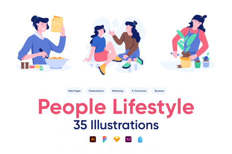 People Lifestyle Illustration Set