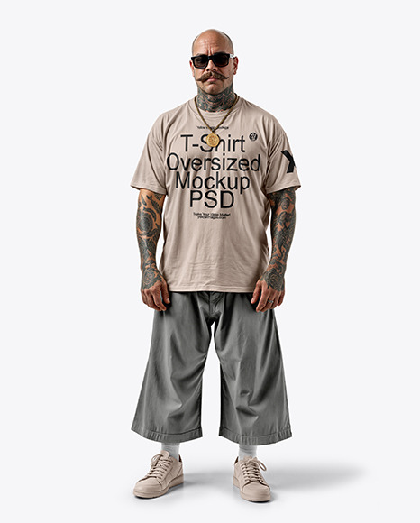 Latino Man With Mustache Wearing a T-Shirt and Breeches Mockup