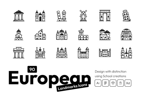 European landmark Icons