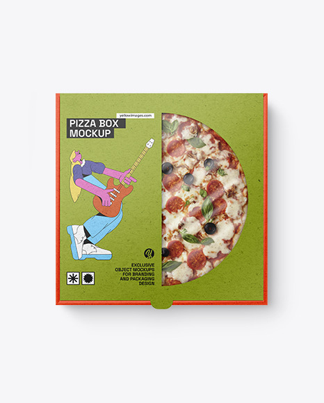 Kraft Paper Pizza Box Mockup