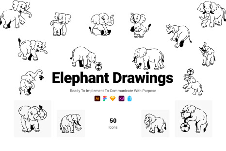 Elephant Drawing Icons