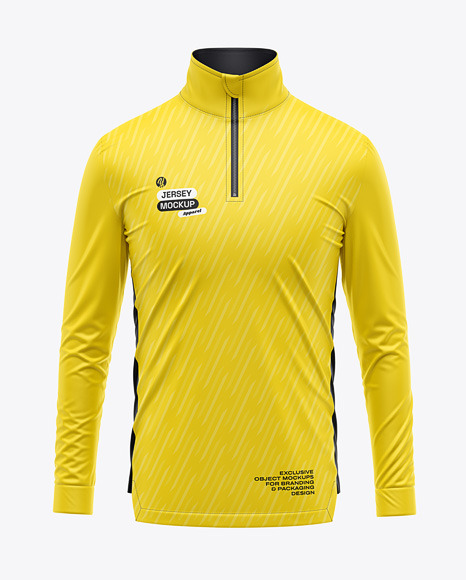 Zipper High Neck Long Sleeve Jersey Mockup