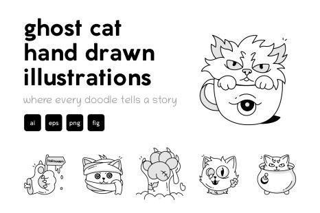Ghost Cat Doodles