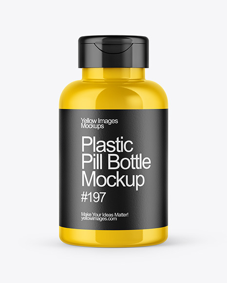 Glossy Pills Bottle with Flip Cap Mockup