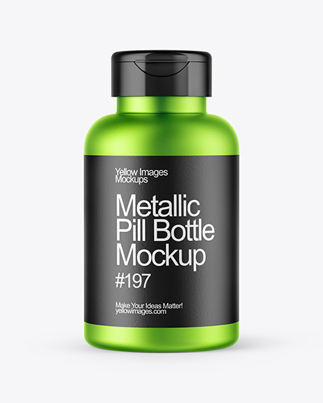 Metallic Pills Bottle with Flip Cap Mockup