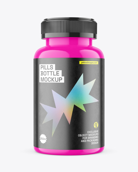 Glossy Plastic Pills Bottle Mockup