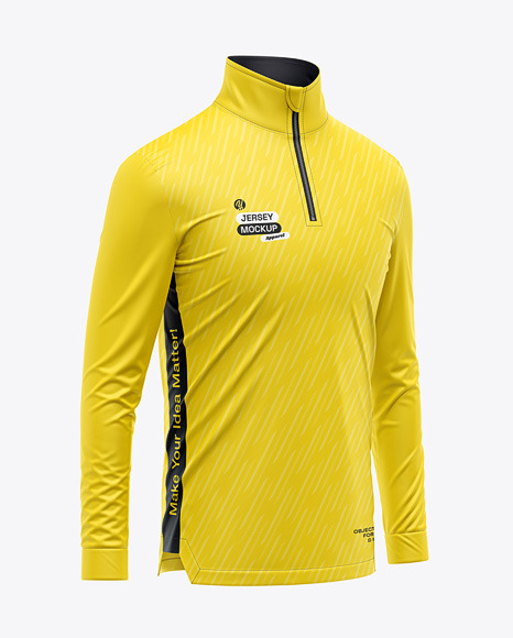 Zipper High Neck Long Sleeve Jersey Mockup