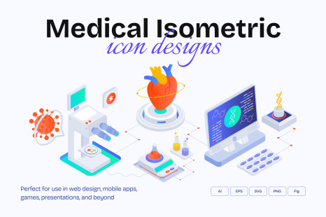 Medical Isometric Icons Set