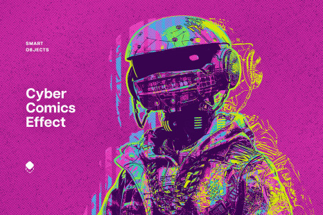 Cyberpunk Halftone Outline Photo Effect