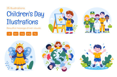 Childrens Day Animated Illustrations