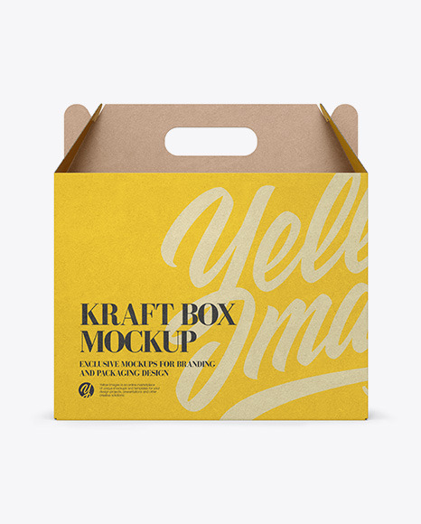 Download Kraft Box Mockup Front View In Box Mockups On Yellow Images Object Mockups PSD Mockup Templates