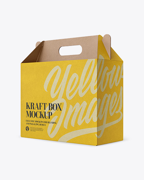 Download Kraft Box Mockup - Half Side View in Box Mockups on Yellow Images Object Mockups