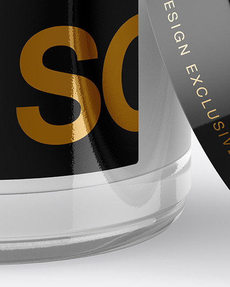 Opened Clear Glass Jar With White Gel Mockup (High Angle Shot) PSD #7
