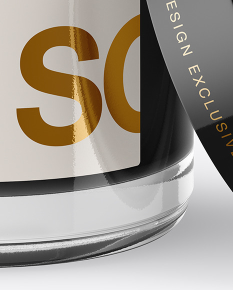 Opened Clear Glass Jar With Black Gel Mockup (High Angle Shot) PSD #7